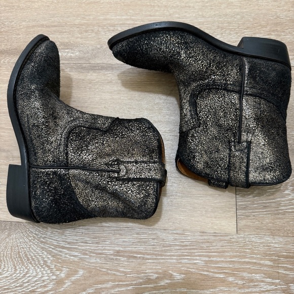 FRYE Leather Pull-On Boots Billy Short Metallic Gold Size 6B - Picture 1 of 10